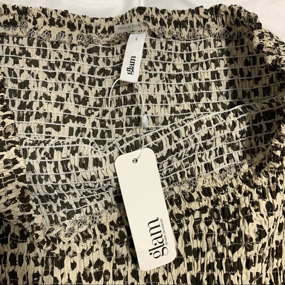 NWT GLAM Leopard Smocked Ruffle Mini Skirt Zoey Clair Large - Picture 10 of 16